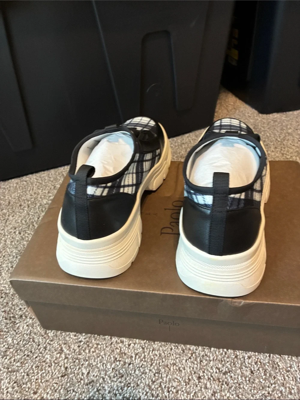 Paolo Women’s Black & White Plaid Chunky Athletic Sneaker